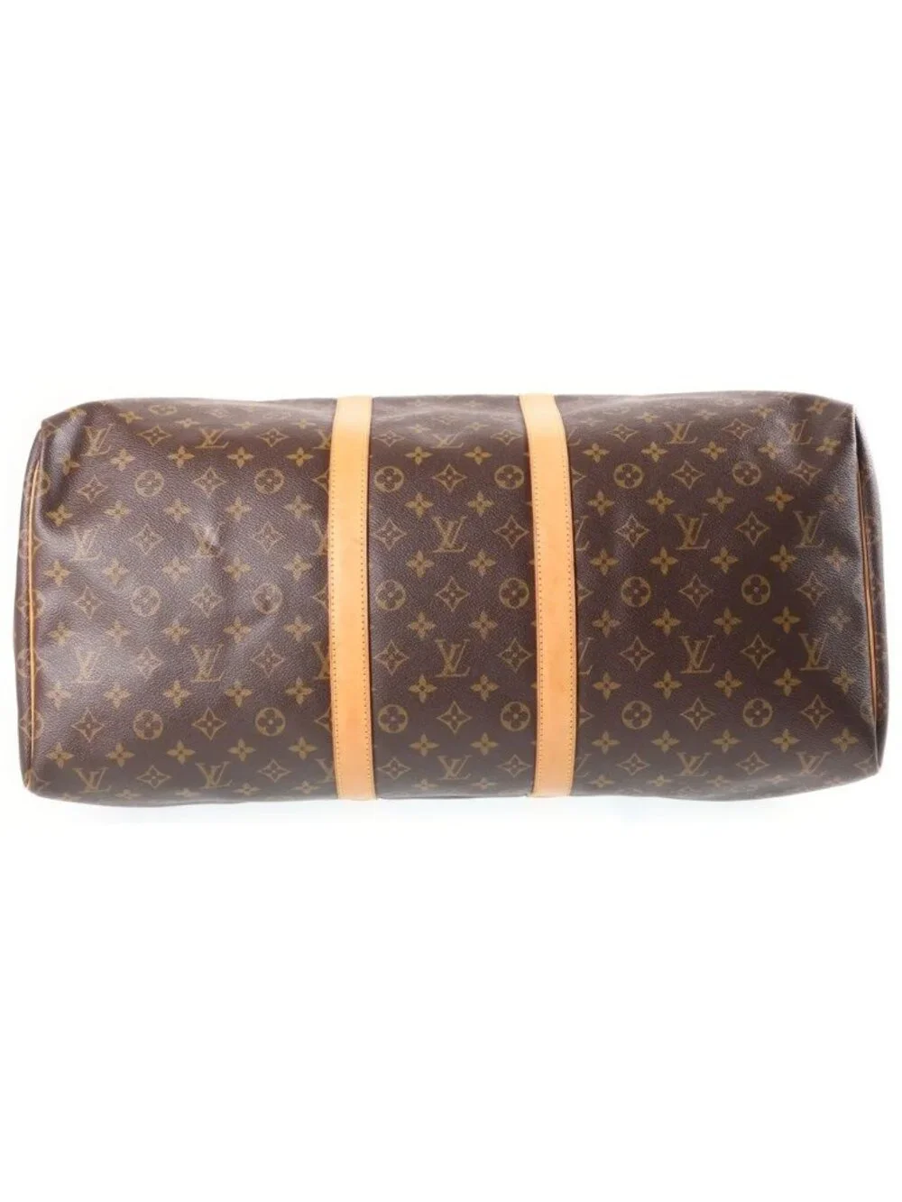Louis Vuitton Monogram Keepall 55 Boston Bag Brown Leather